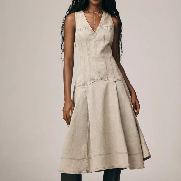 pilcro aline sleeveless denim maxi dress Pilcro Sleeveless Floral Denim Mini Dress
